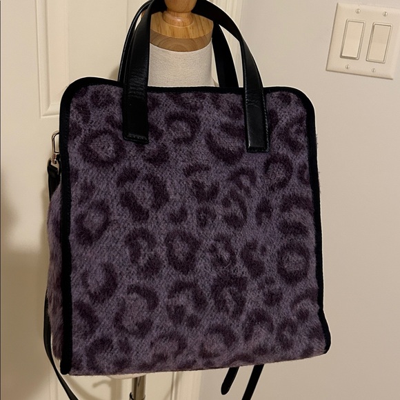 Kate Spade New York Morley Purple Leopard Furry Fleece Crossbody Tote NWOT - Picture 4 of 13